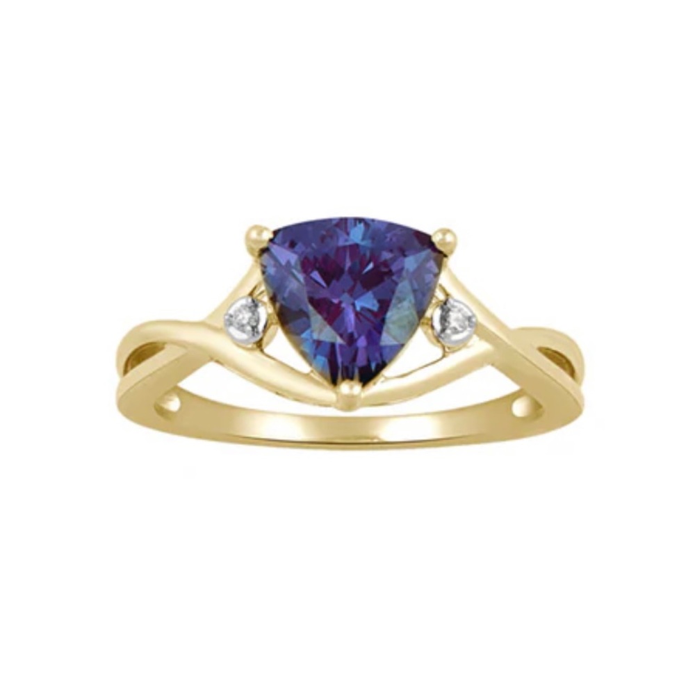 Alexandrite and Diamond Accented Ring in 10K Yellow Gold